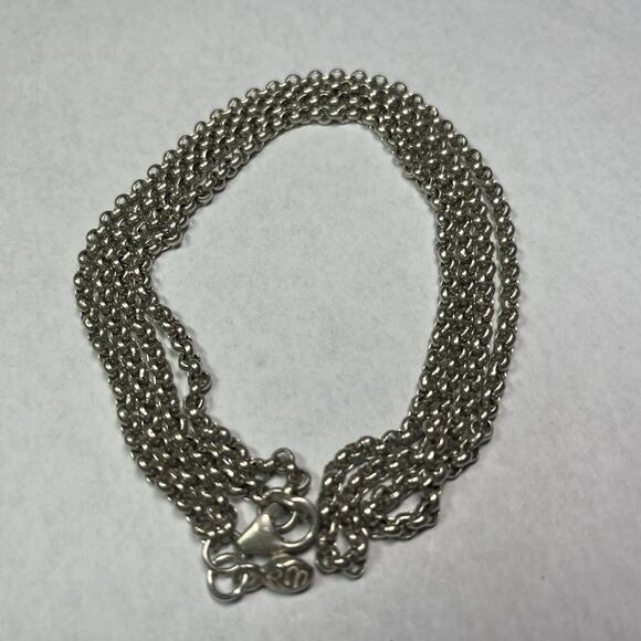 Vintage Designer Couture Signed RM Sterling Silver 925 Chain Necklace 2 Strands - Picture 9 of 9
